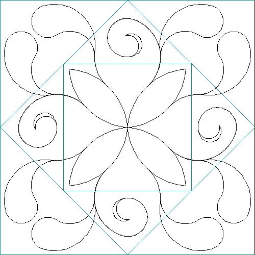 (image for) Square in Square Feathers and Curls Block-L04987*